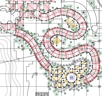 The LF antennas for transmission were buried within the red areas of the pavilion.