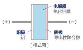 导电性聚合物铝电解电容器的模式图